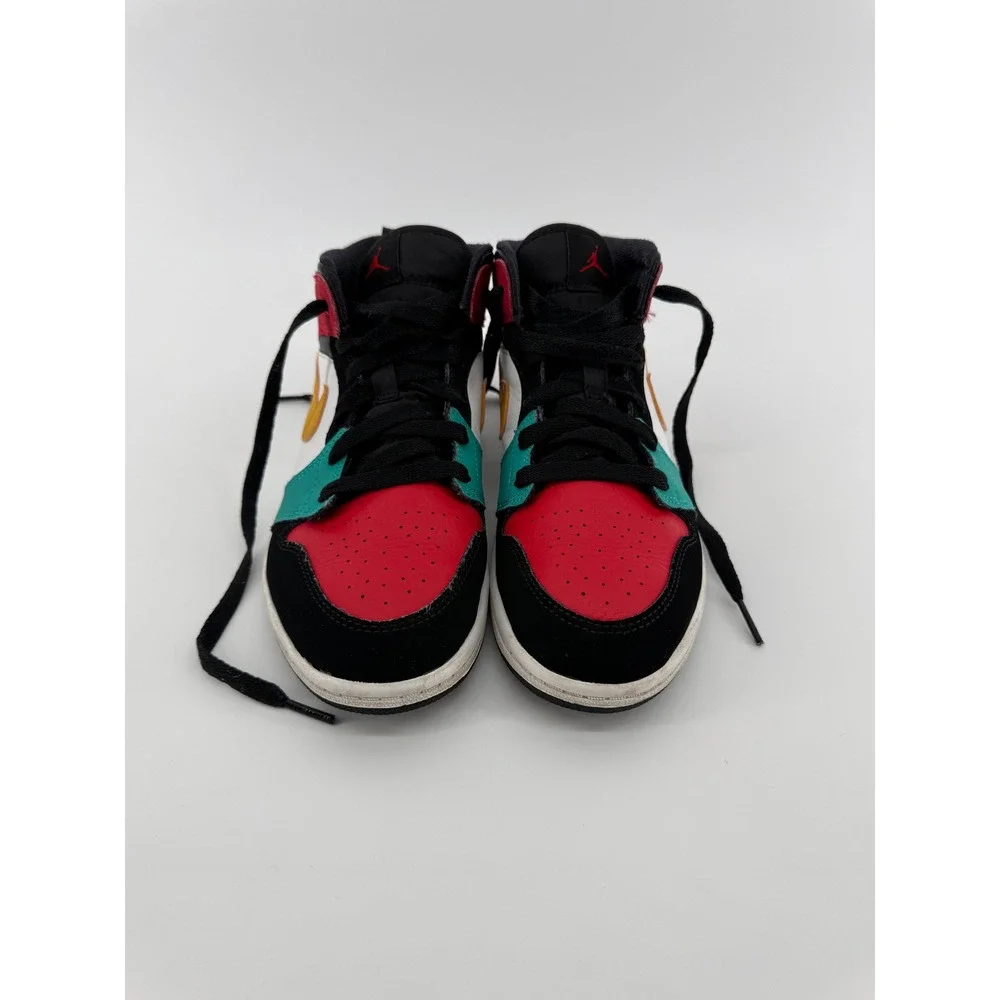Jordan 1 Mid Multi-Color Kids Sneakers Red Blue Green Yellow 640734-125 Size 3Y